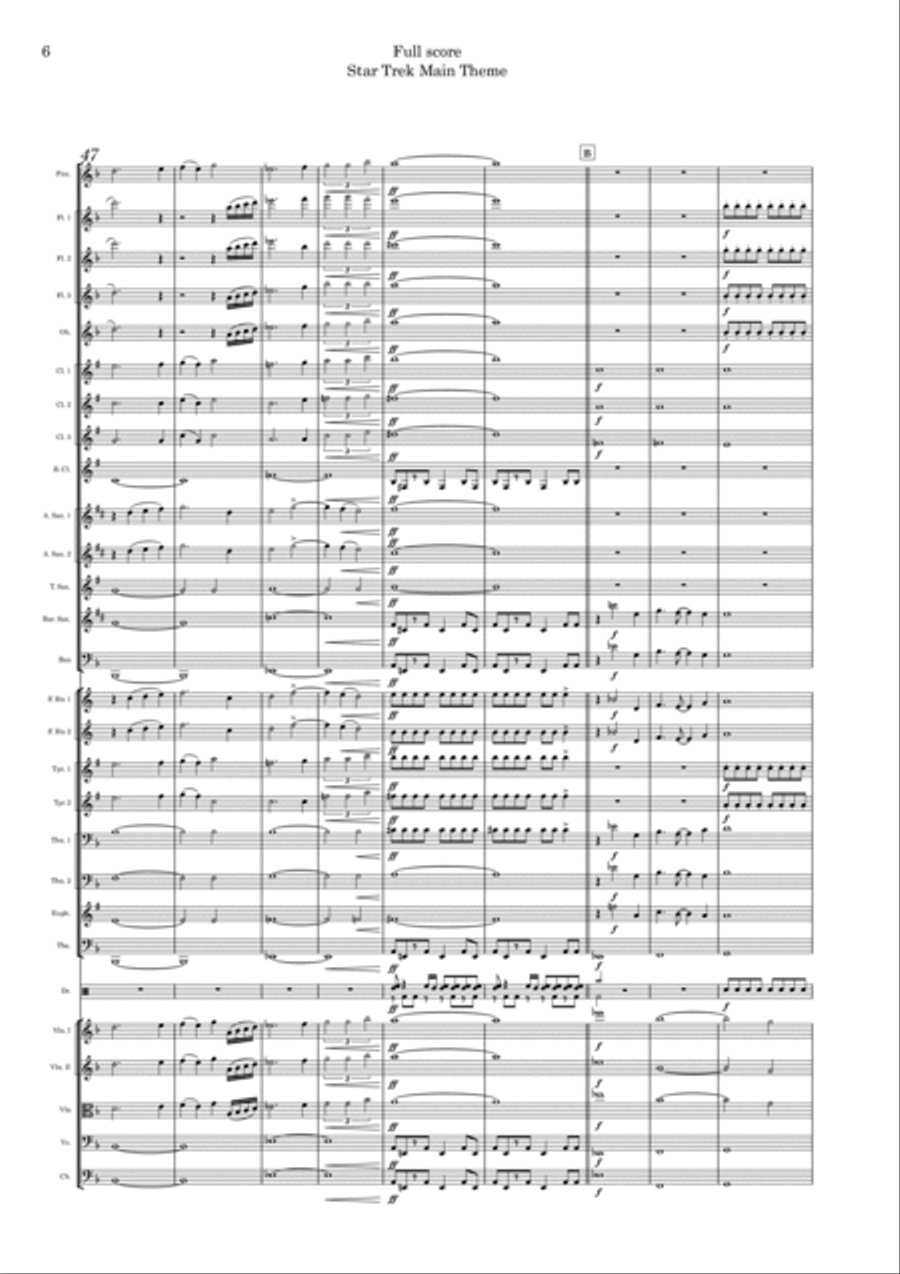 Star Trek Main Theme Full Orchestra scores gallery preview page 6
