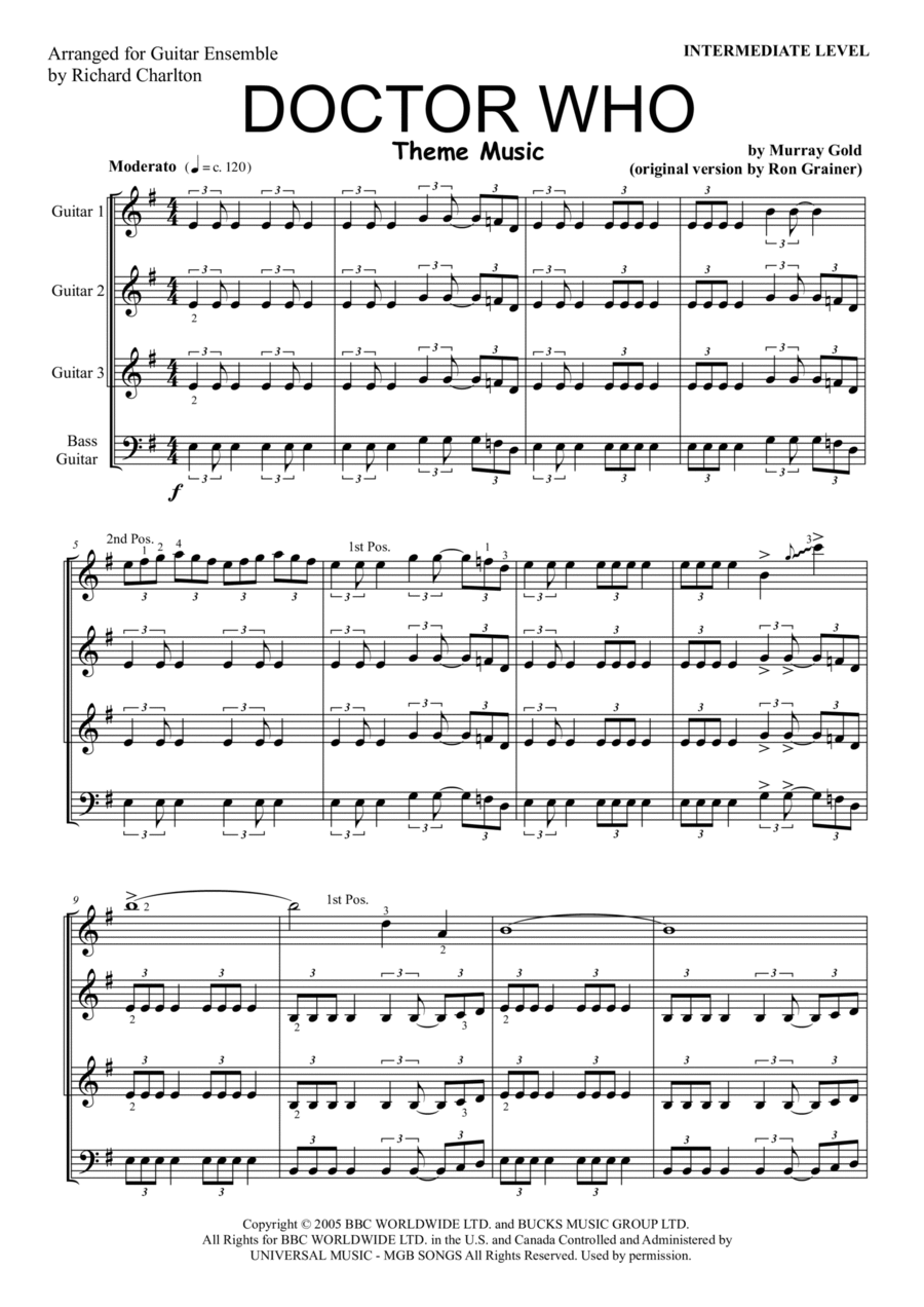 Doctor Who Theme Doctor Who Theme Electric Guitar scores gallery preview page 1