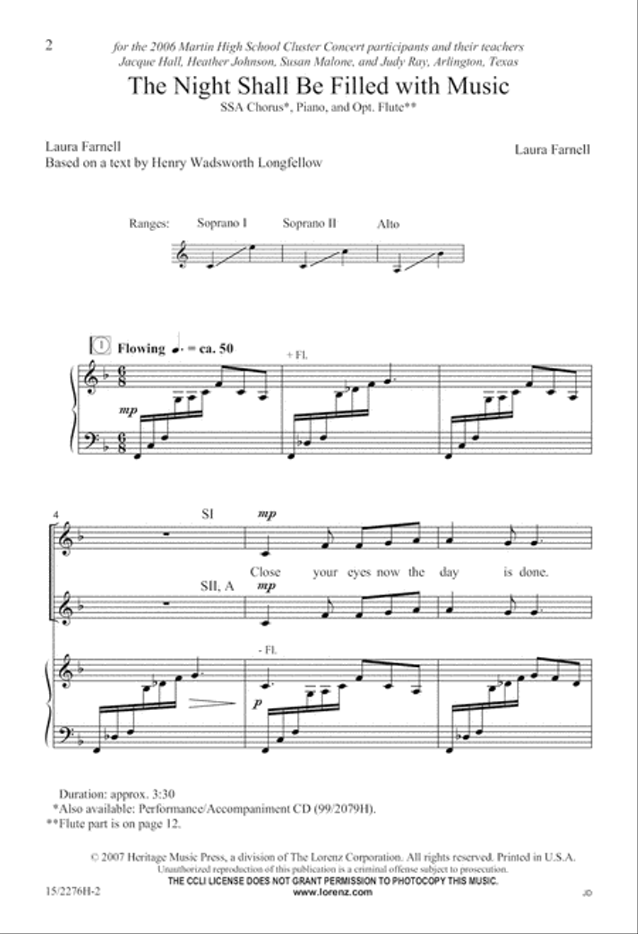The Night Shall Be Filled with Music SSA scores gallery preview page 3