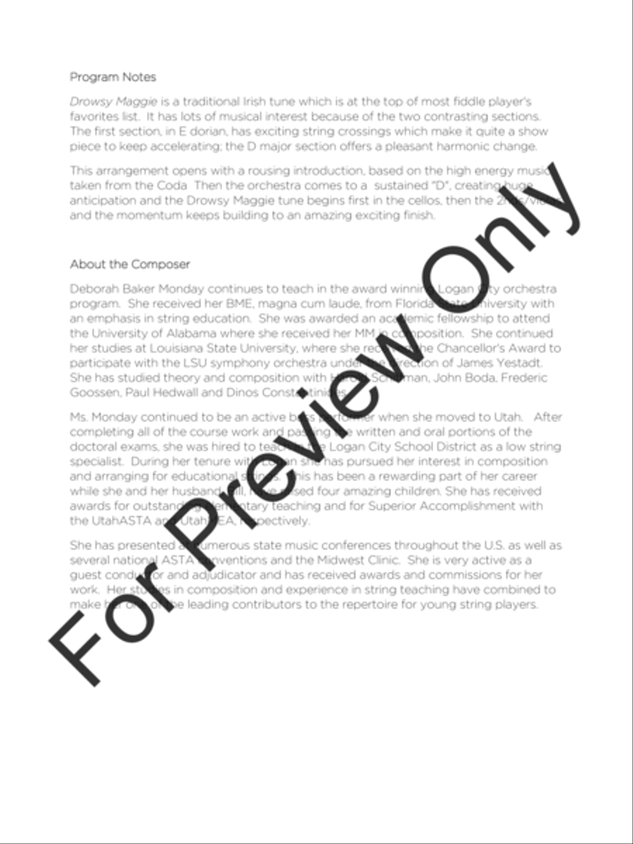Drowsy Maggie String Orchestra scores gallery preview page 3