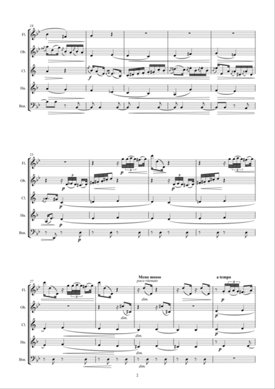 Tchaikovsky: The Seasons Op37 No.3 March (Song of the Lark)) Woodwind Quintet scores gallery preview page 4