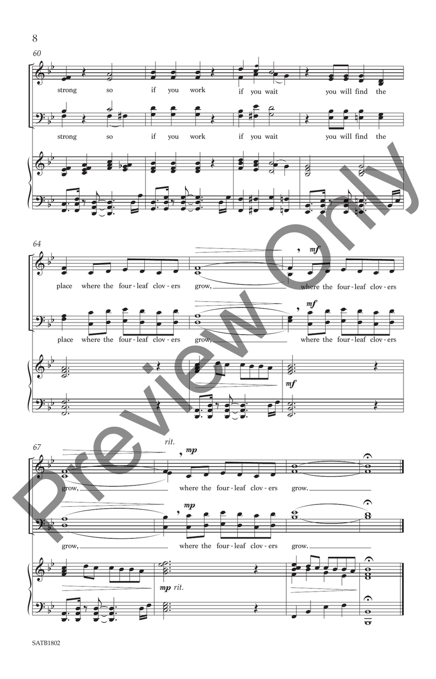 Where the Four-Leaf Clovers Grow 4-Part scores gallery preview page 8