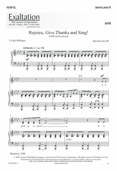 Rejoice, Give Thanks, and Sing