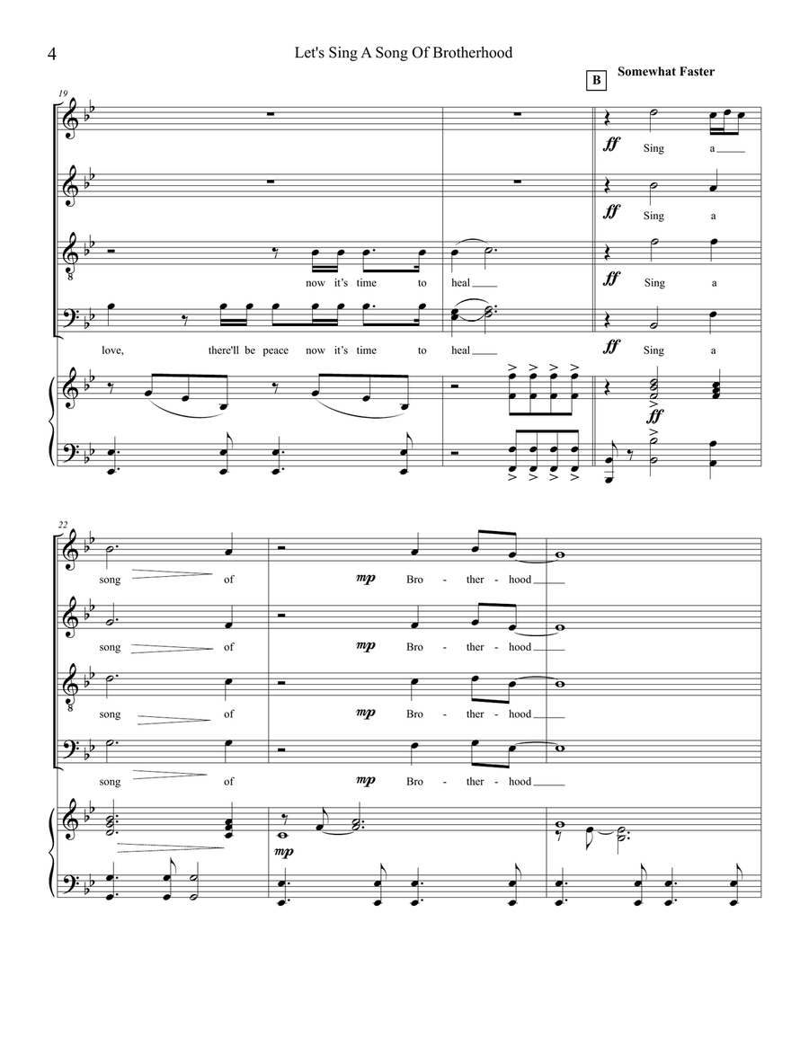 Let's Sing A Song Of Brotherhood 4-Part scores gallery preview page 4