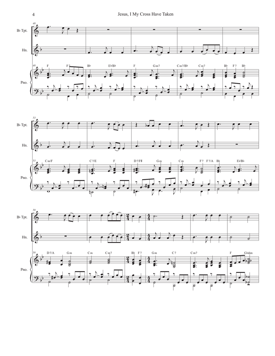 Jesus, I My Cross Have Taken (Duet for Bb-Trumpet and French Horn) Brass Duet scores gallery preview page 5