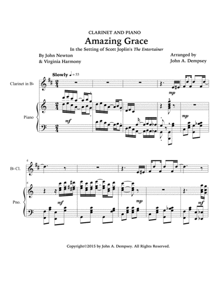 Amazing Grace / The Entertainer (Clarinet and Piano) image number null