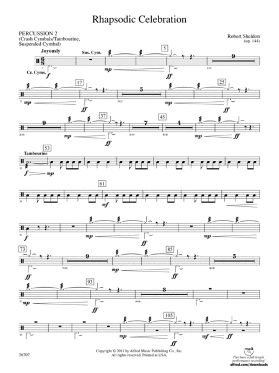Rhapsodic Celebration: 2nd Percussion Concert Band scores gallery preview page 1