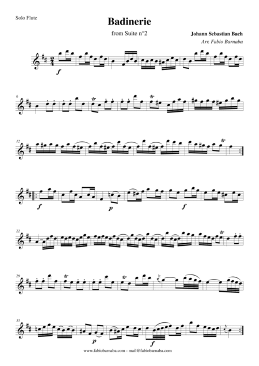 Bach's Badinerie from Suite n°2 - for Solo Flute and Flute Choir Flute Choir scores gallery preview page 4