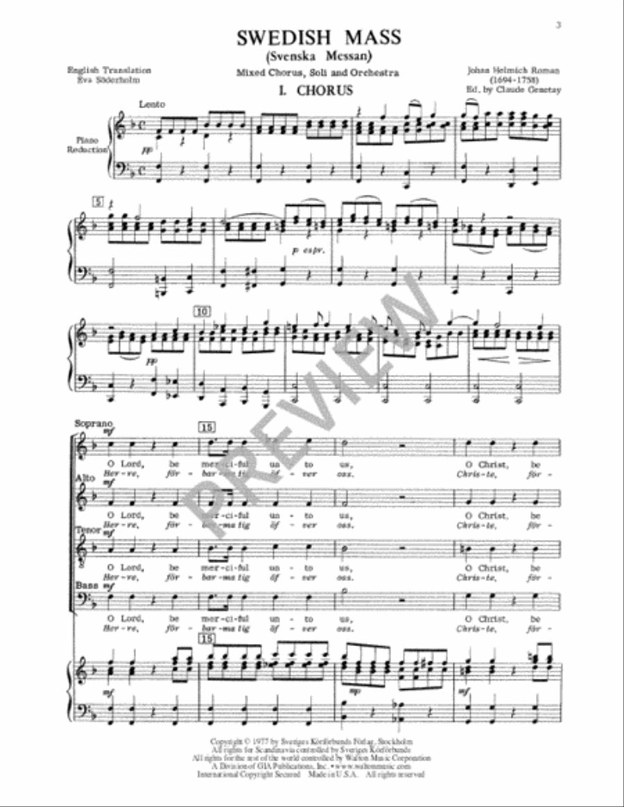 Svenska Messan (Swedish Mass) Vocal Score 4-Part scores gallery preview page 6