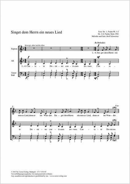 Sing to the Lord a new song (Singet dem Herrn ein neues Lied)