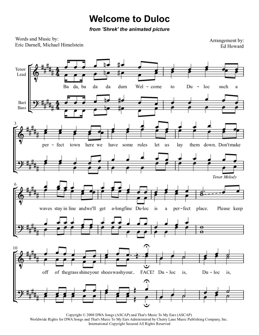 Welcome To Duloc Welcome To Duloc TTBB scores gallery preview page 1