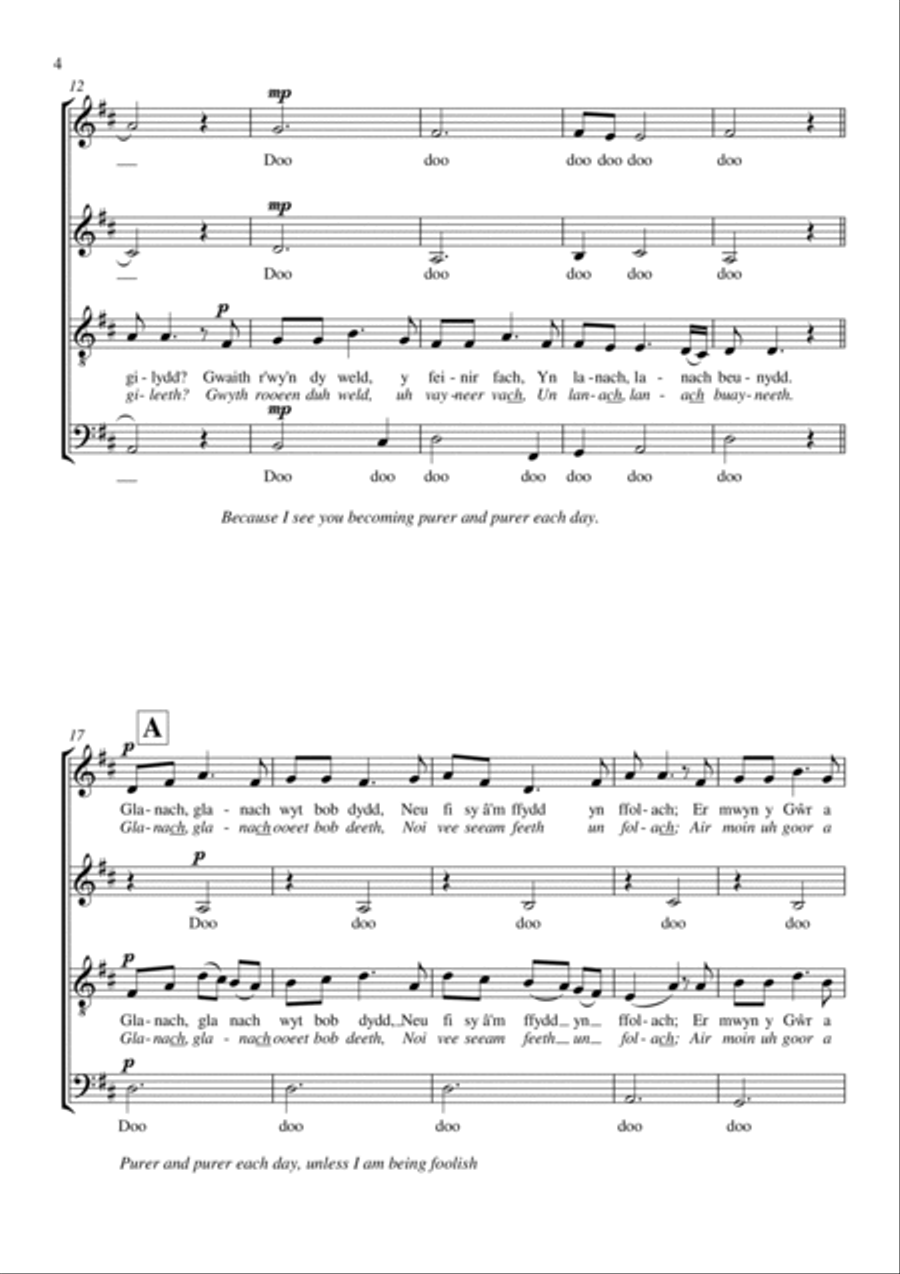 Three Welsh Love Songs for unaccompanied choir 4-Part scores gallery preview page 6
