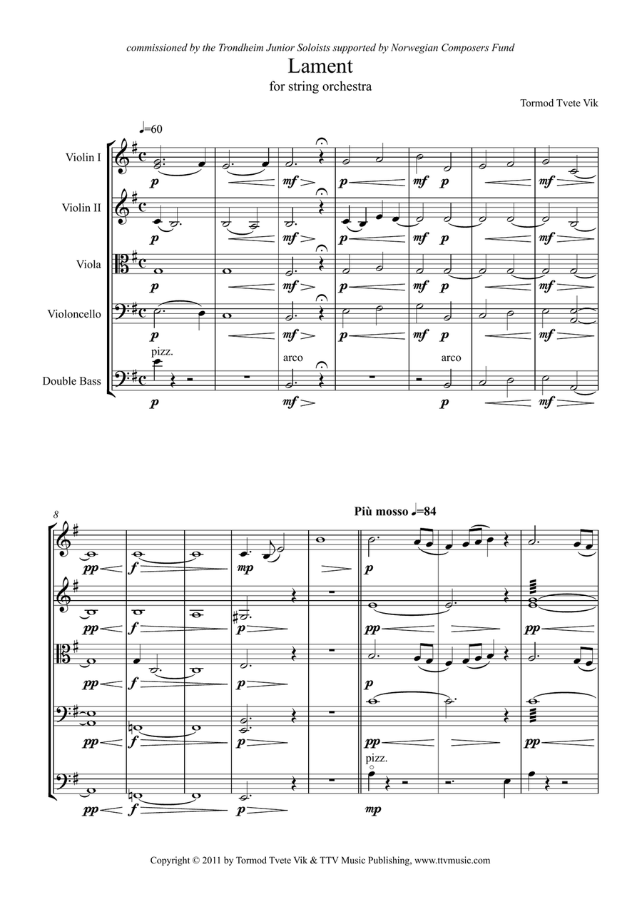 Lament for String Orchestra String Orchestra scores gallery preview page 1