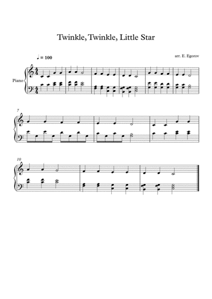 Twinkle, Twinkle, Little Star, For Easy Piano image number null