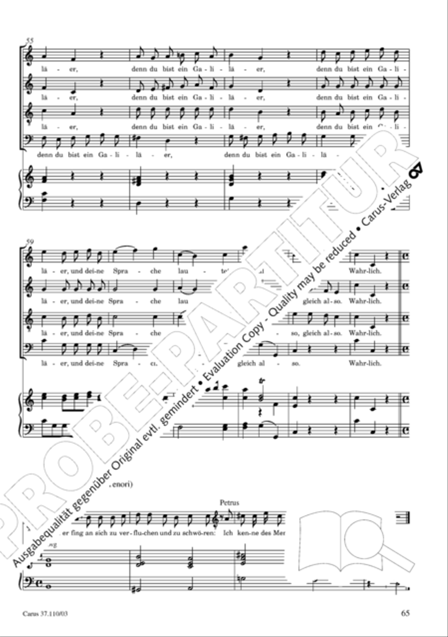 Markuspassion. Werkausgabe Reihe 1, Bd. 7 (Homilius) 4-Part scores gallery preview page 72