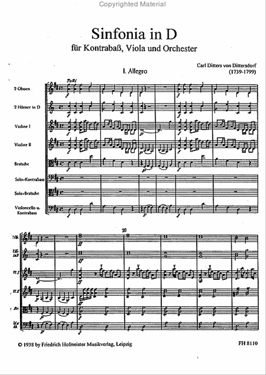 Sinfonia in D für Kontrabass, Viola und Orchester / Partitur Orchestra scores gallery preview page 2