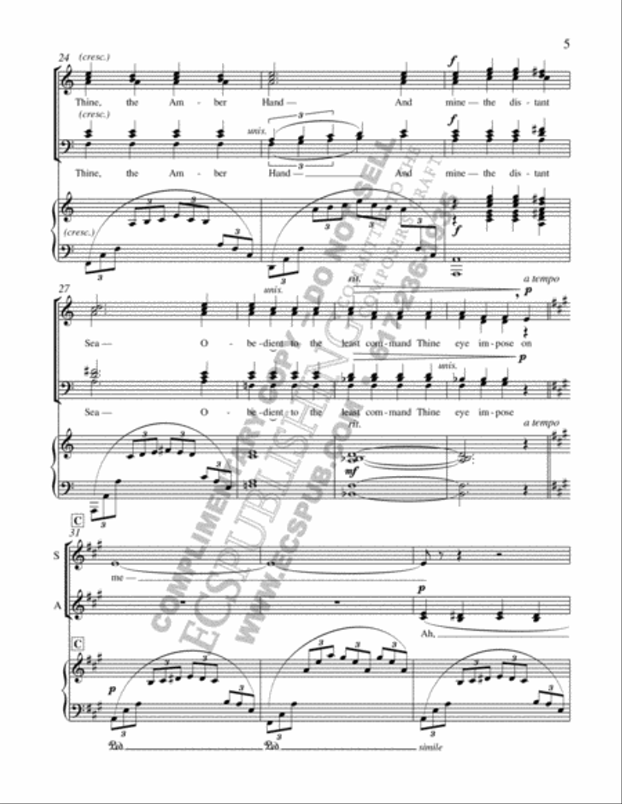 A Heart in Hiding: 4. The Moon is distant from the Sea 4-Part scores gallery preview page 5