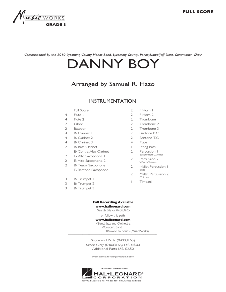 Danny Boy - Full Score Concert Band scores gallery preview page 1