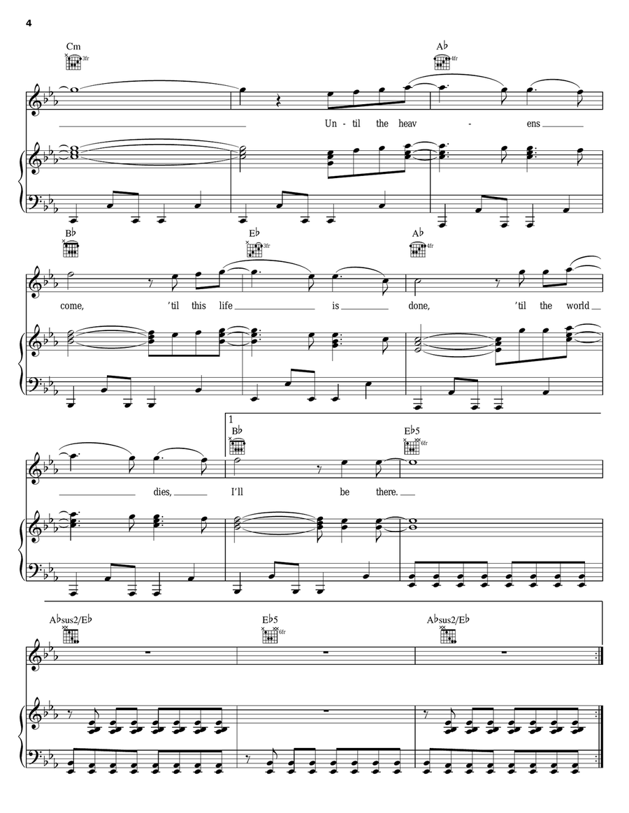 Until The World Piano, Vocal, Guitar scores gallery preview page 4