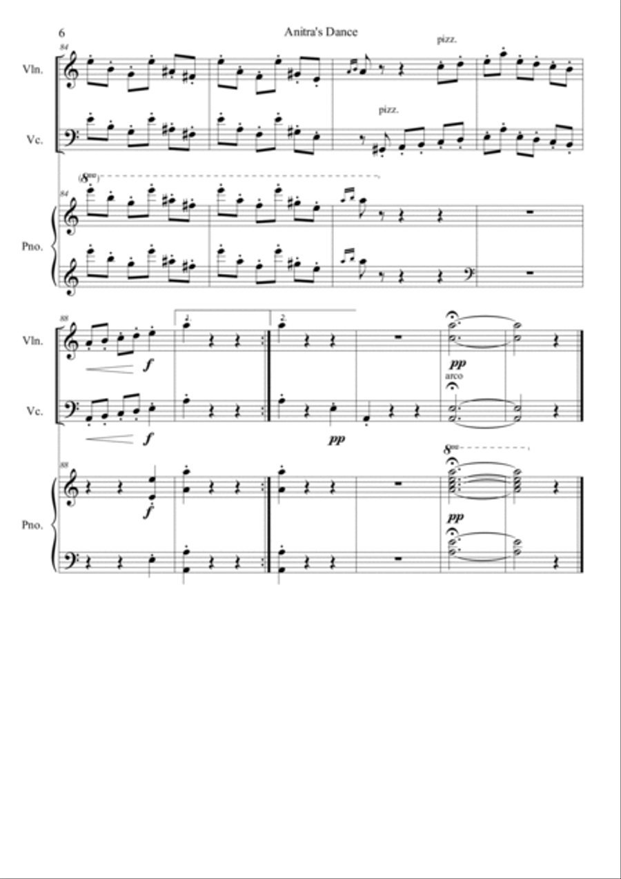 Peer Gynt, Suite No.1, Op. 46, Anitra's Dance Piano Trio scores gallery preview page 6