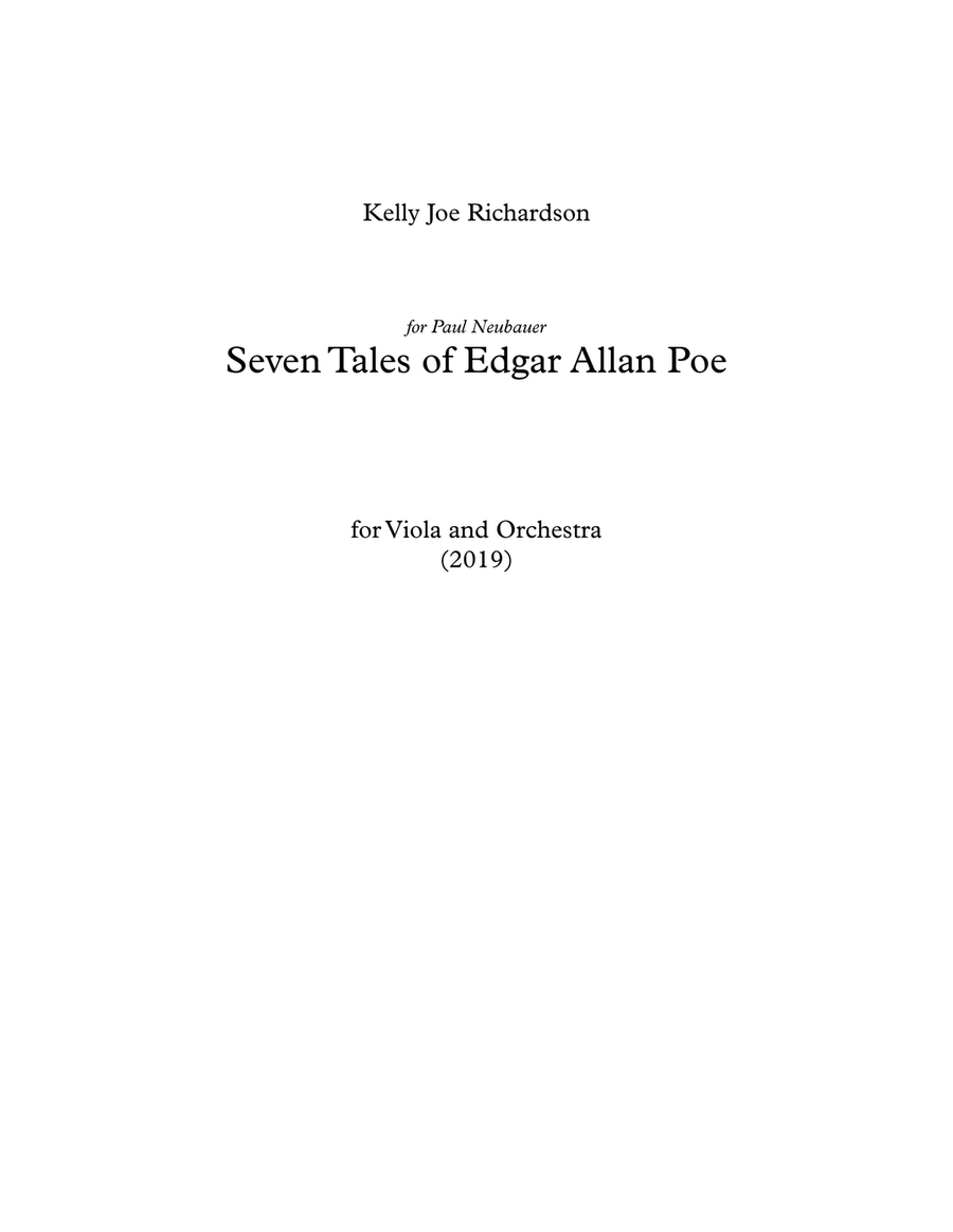 Seven Tales of Edgar Allan Poe for Viola and Orchestra by Kelly Joe Richardson Full Orchestra scores gallery preview page 1