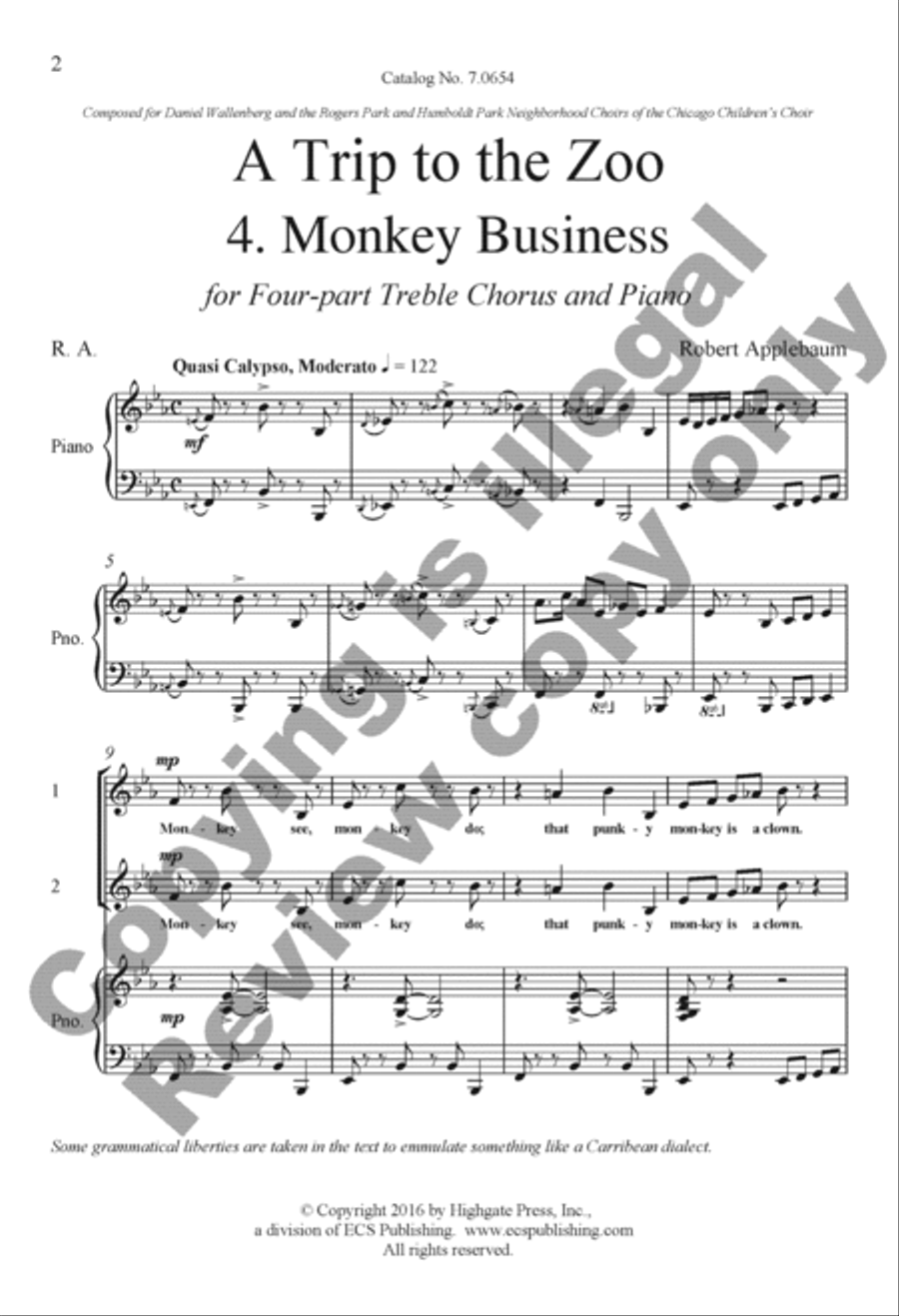 A Trip to the Zoo: 4. Monkey Business 4-Part scores gallery preview page 2