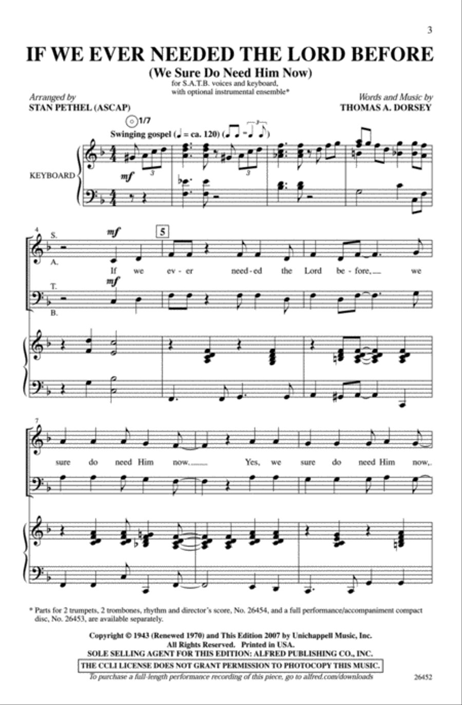 If We Ever Needed the Lord Before (We Sure Do Need Him Now) 4-Part scores gallery preview page 2