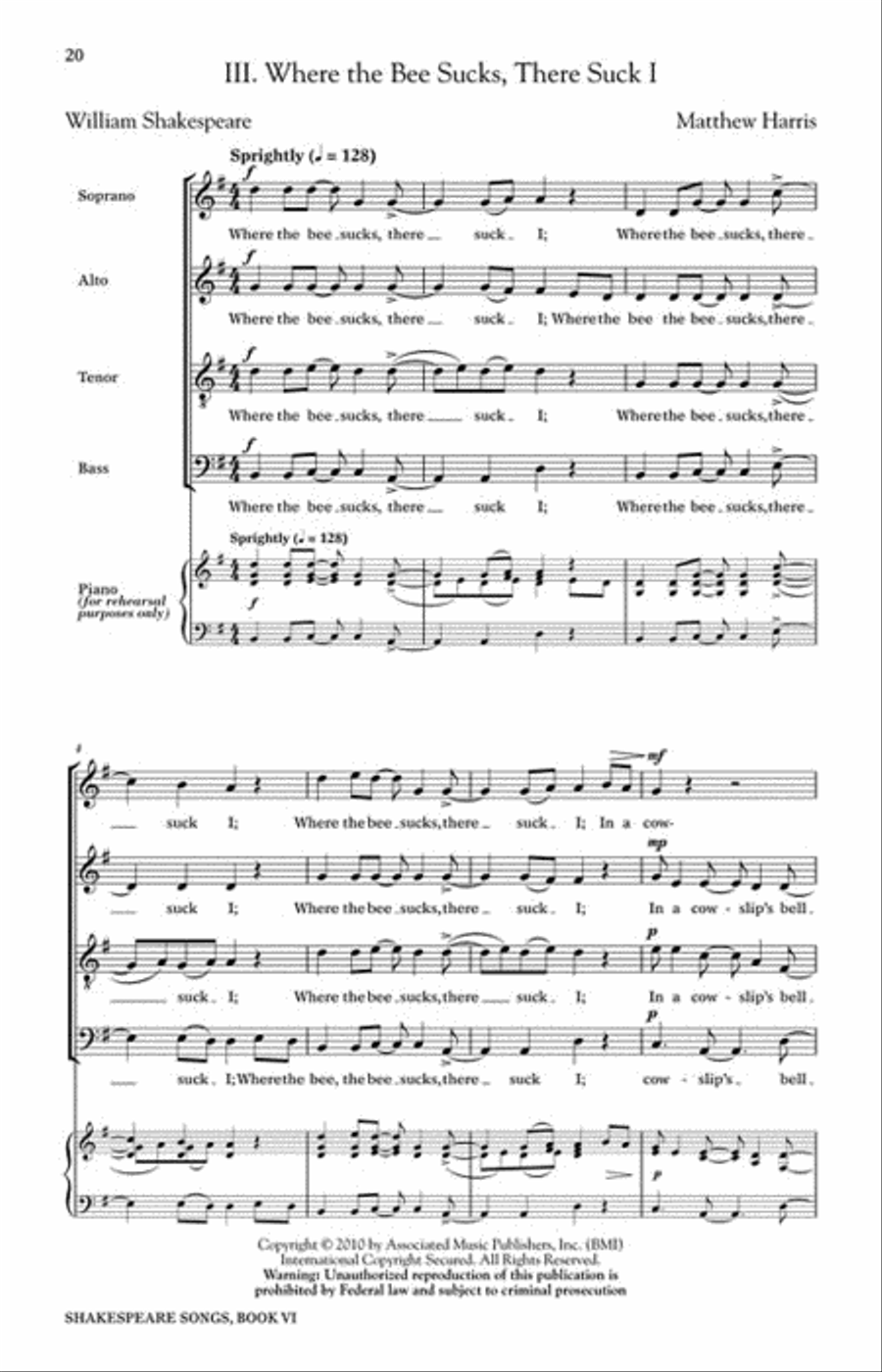 Shakespeare Songs, Book VI 4-Part scores gallery preview page 4
