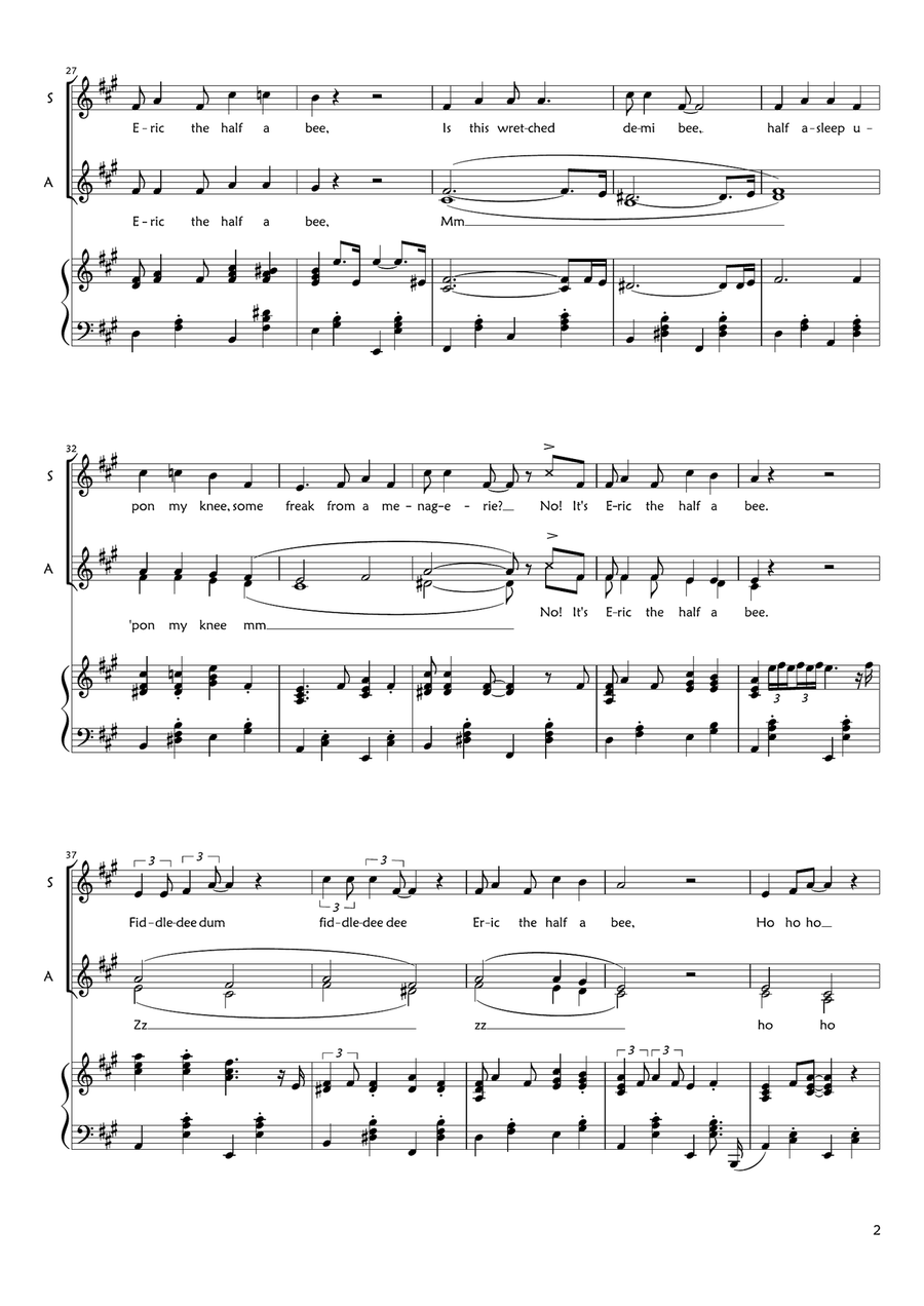 Eric The Half A Bee Women's Choir scores gallery preview page 2