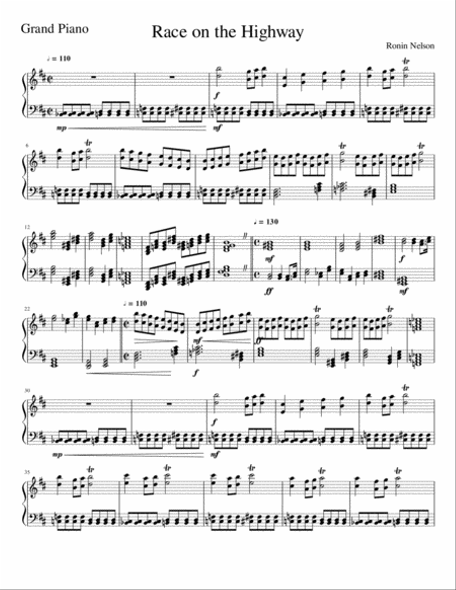 Race on the Highway Race on the Highway Piano Solo scores gallery preview page 1