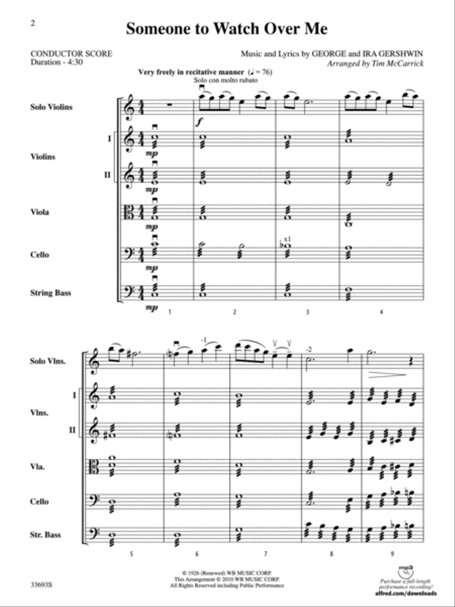 Someone to Watch Over Me String Orchestra scores gallery preview page 2