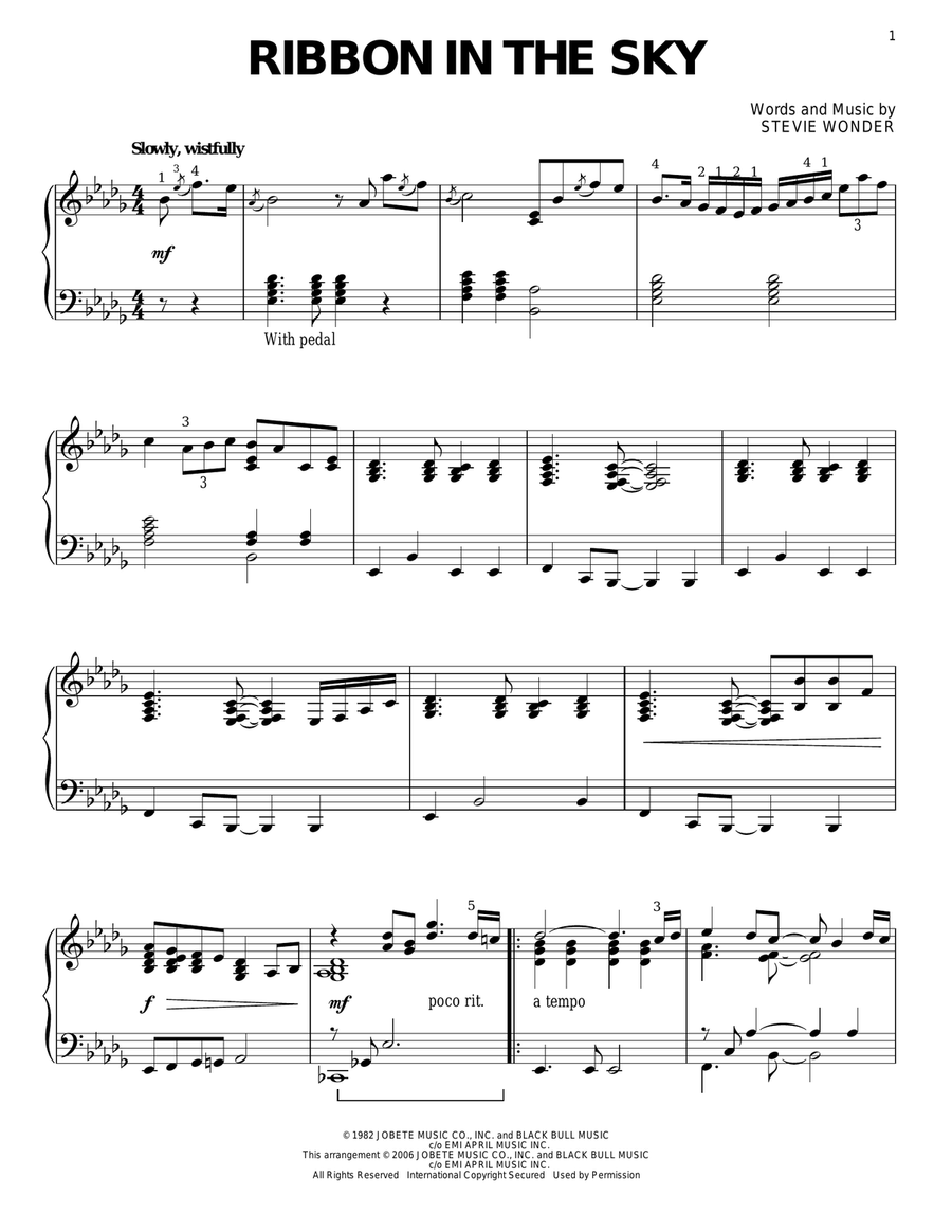 Ribbon In The Sky Piano Solo scores gallery preview page 1