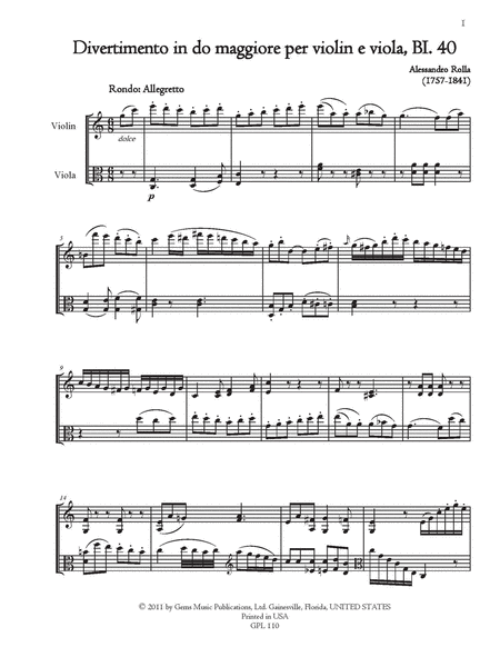 78 Violin-Viola Duets, BI. 33-110 Volume 3 (BI. 40-42)