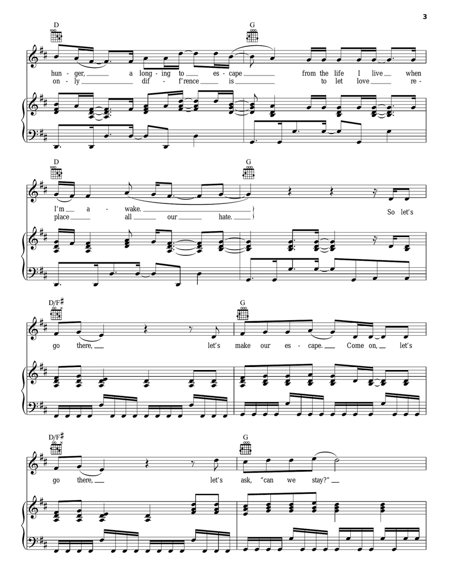 Higher Piano, Vocal, Guitar scores gallery preview page 3