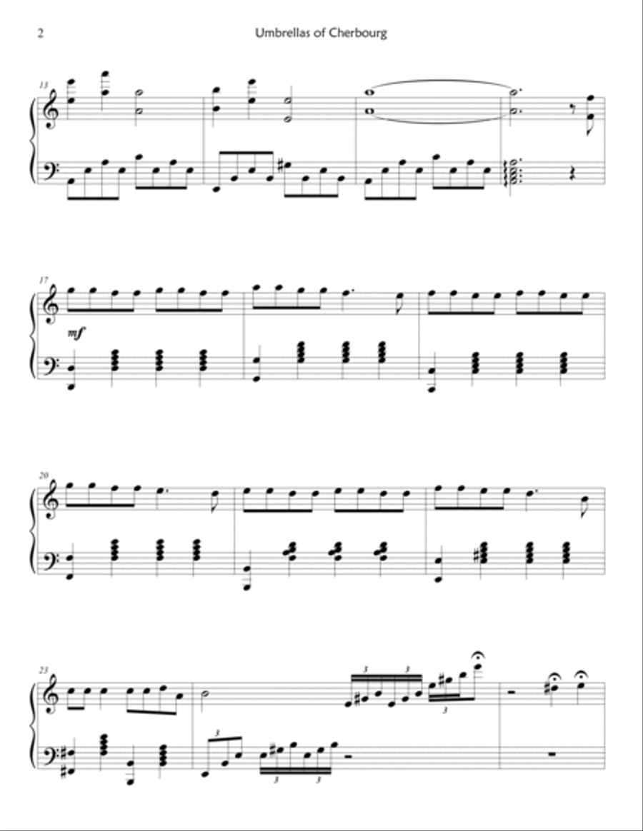 Umbrellas Of Cherbourg Umbrellas Of Cherbourg Piano Solo scores gallery preview page 2