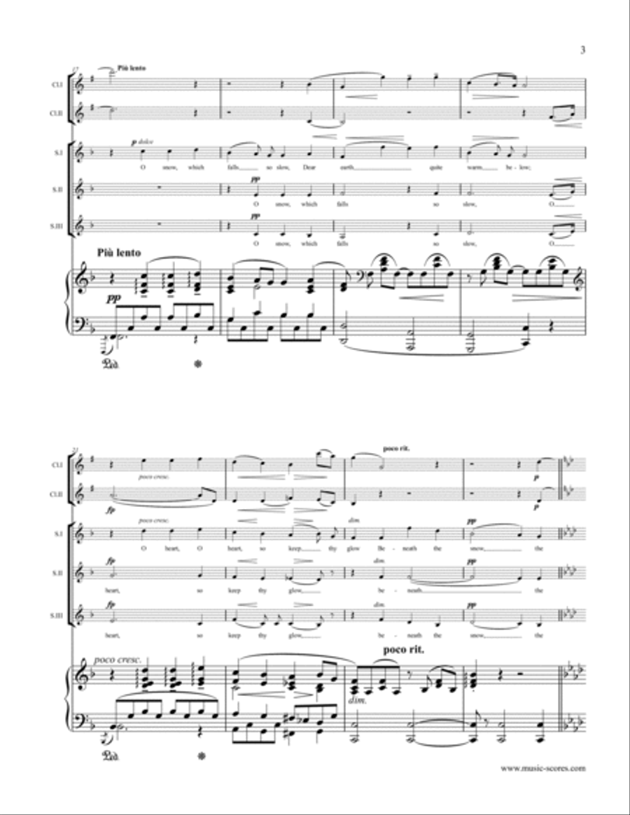 The Snow, Op.26 - SSA voices, Piano and Clarinets SSA scores gallery preview page 3