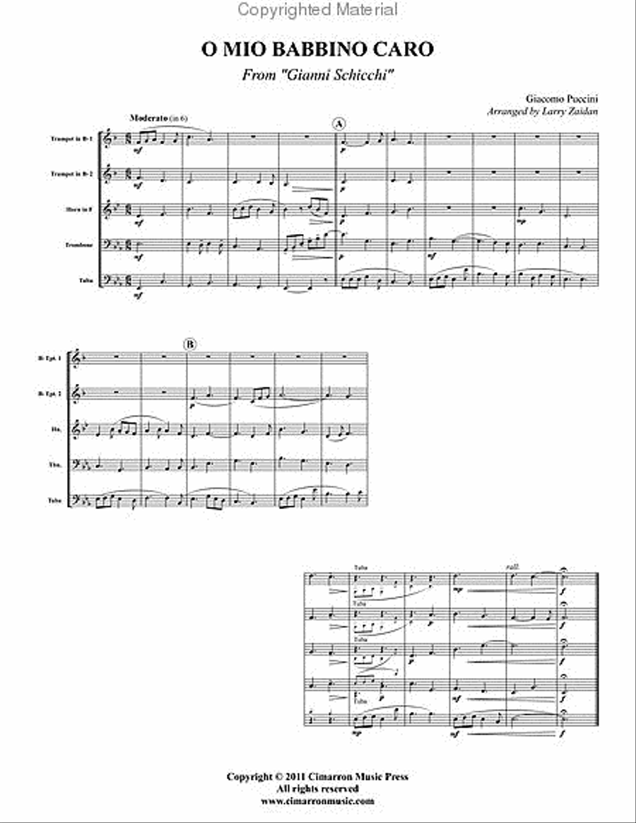 O Mio Babbino Caro Brass Quintet scores gallery preview page 2