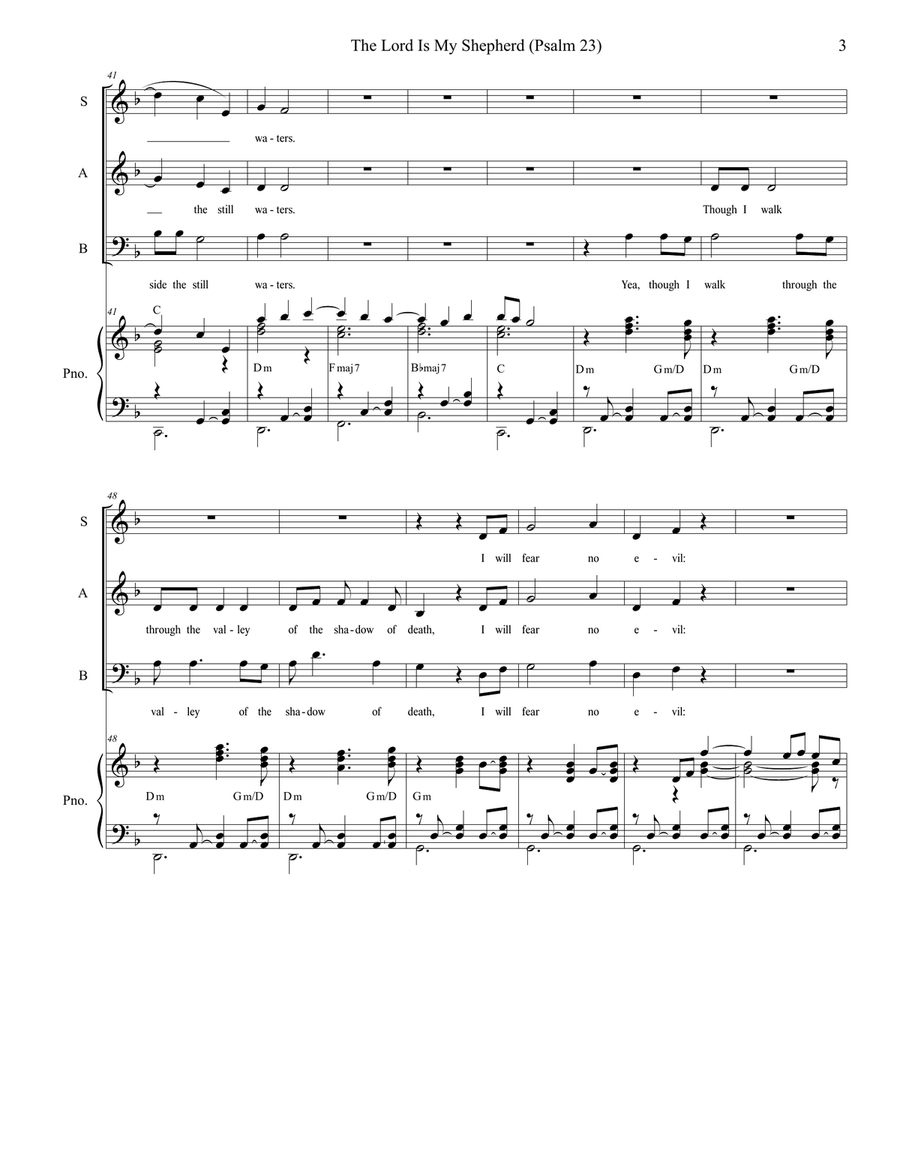 Psalm 23 (theme From The Vicar Of Dibley) 3-Part scores gallery preview page 3