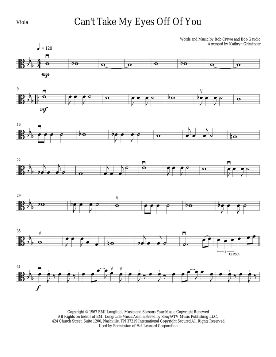 Can't Take My Eyes Off Of You String Quartet scores gallery preview page 5