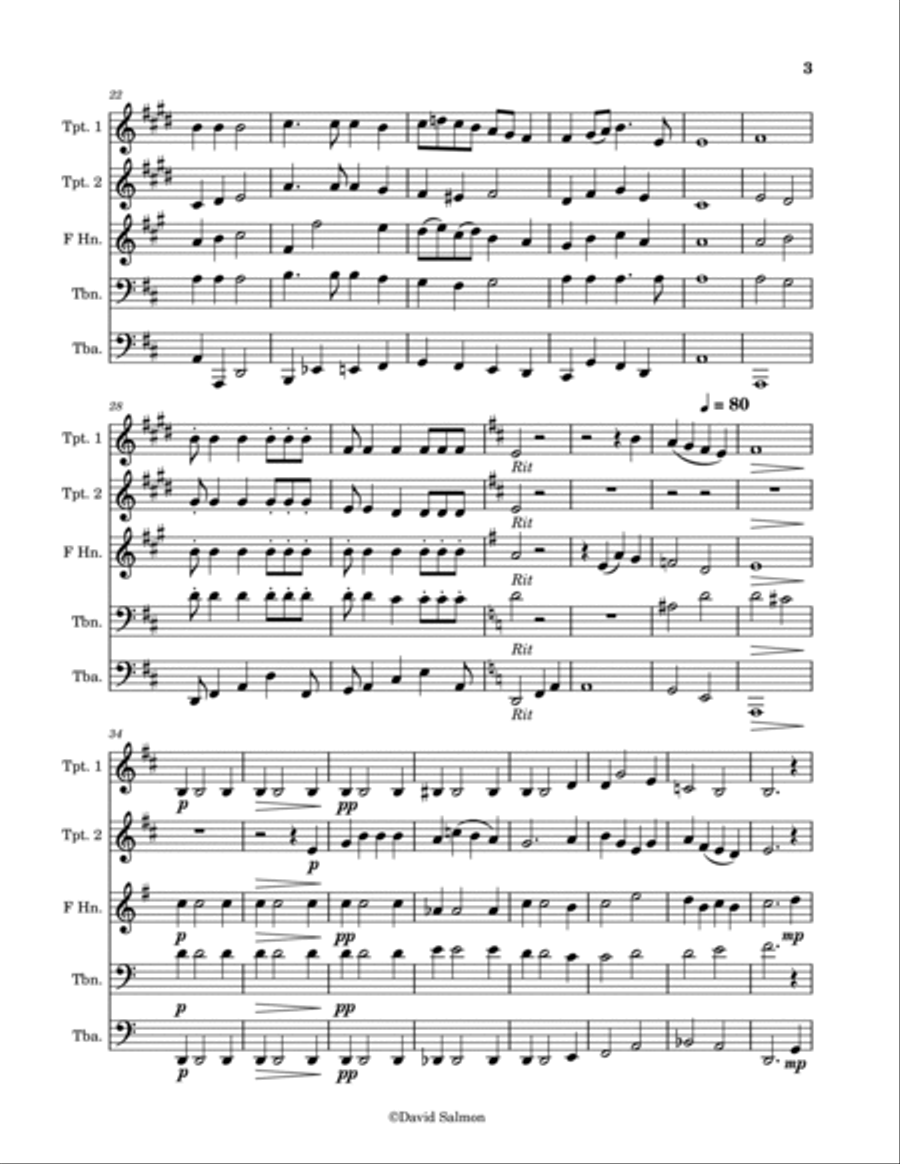 Christmas Medley for 5 Brass Horn scores gallery preview page 3