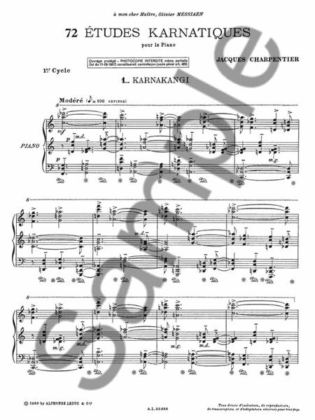 72 Etudes Karnatiques - 1e Cycle (piano Solo)