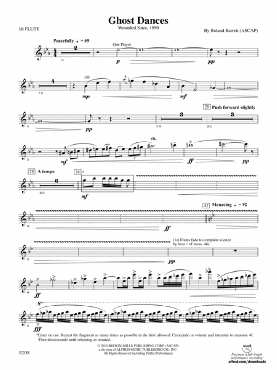 Ghost Dances: Flute Concert Band scores gallery preview page 1