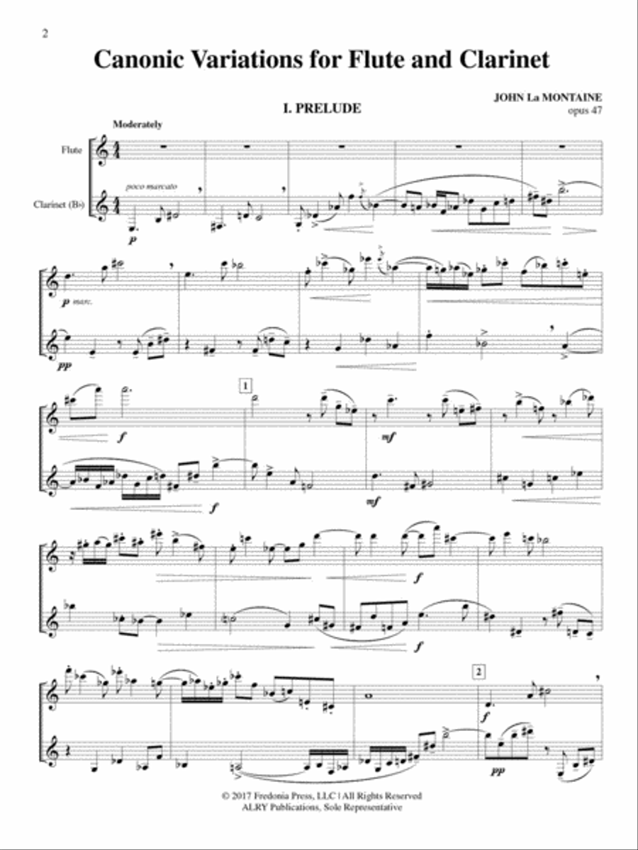 Canonic Variations for Flute and Clarinet, Op. 47 Clarinet scores gallery preview page 2