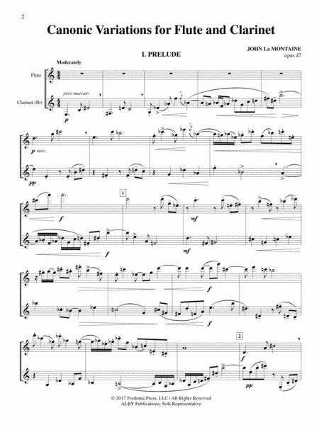 Canonic Variations for Flute and Clarinet, Op. 47