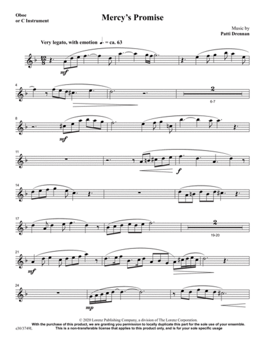 Mercy's Promise - Oboe or C Instrument Part (Digital Download)