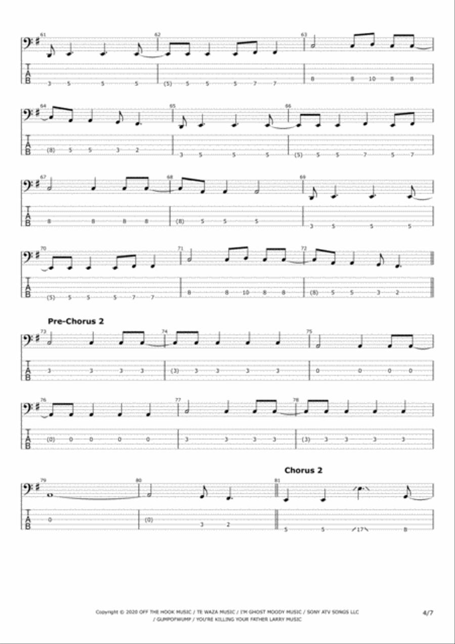 When The Seasons Change Bass Guitar scores gallery preview page 4