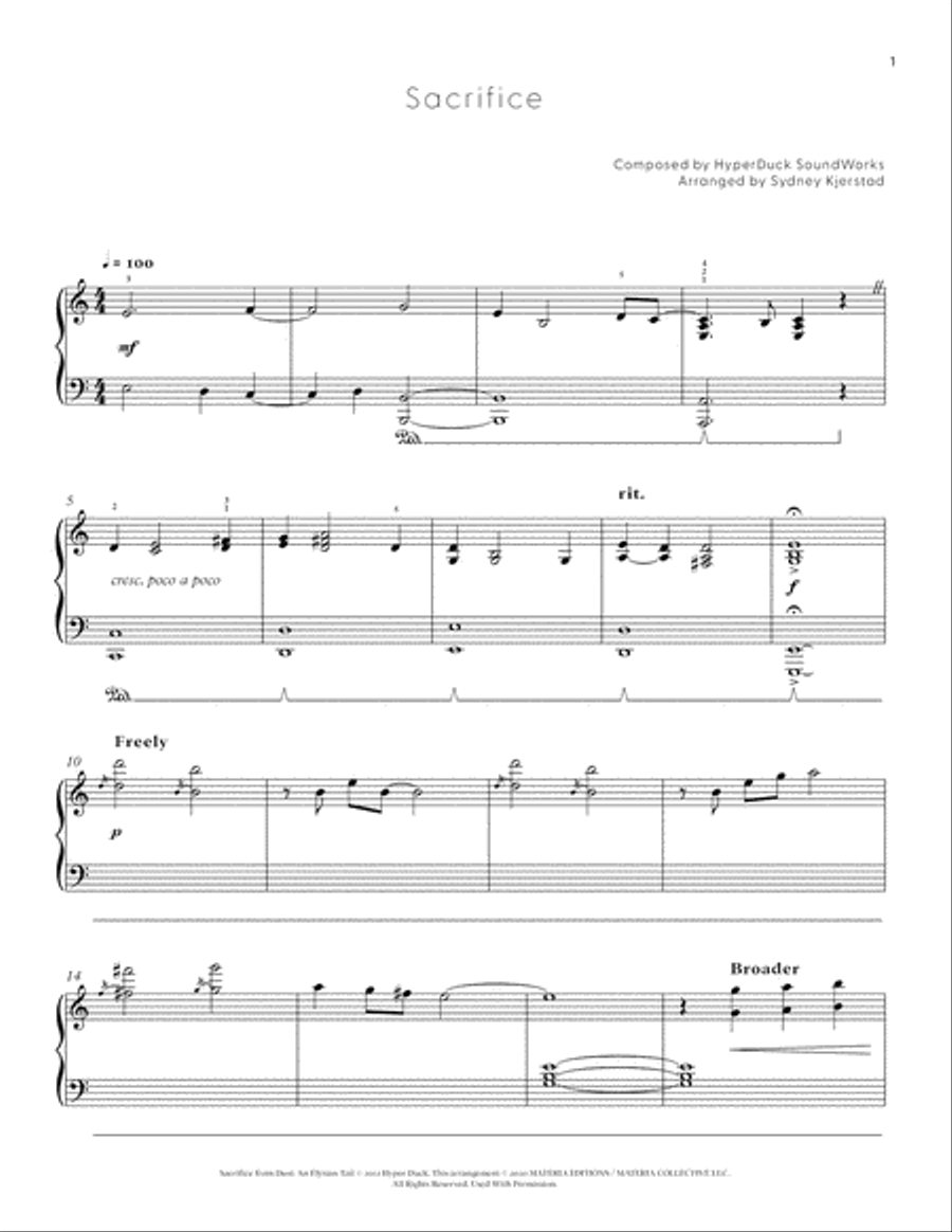 Sacrifice - Dust: An Elysian Tail (Piano Selections) Piano Solo scores gallery preview page 3