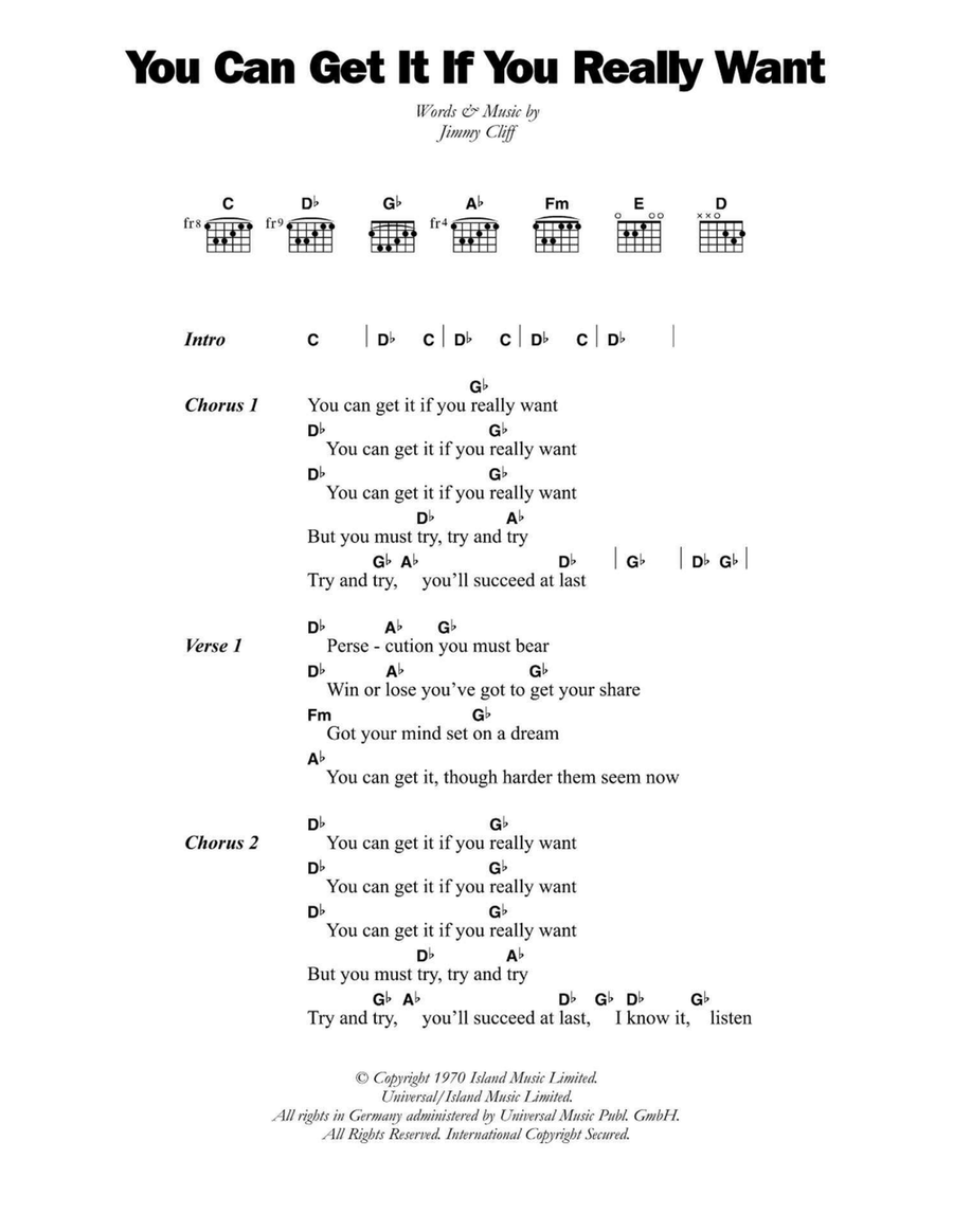 You Can Get It If You Really Want Easy Guitar scores gallery preview page 1