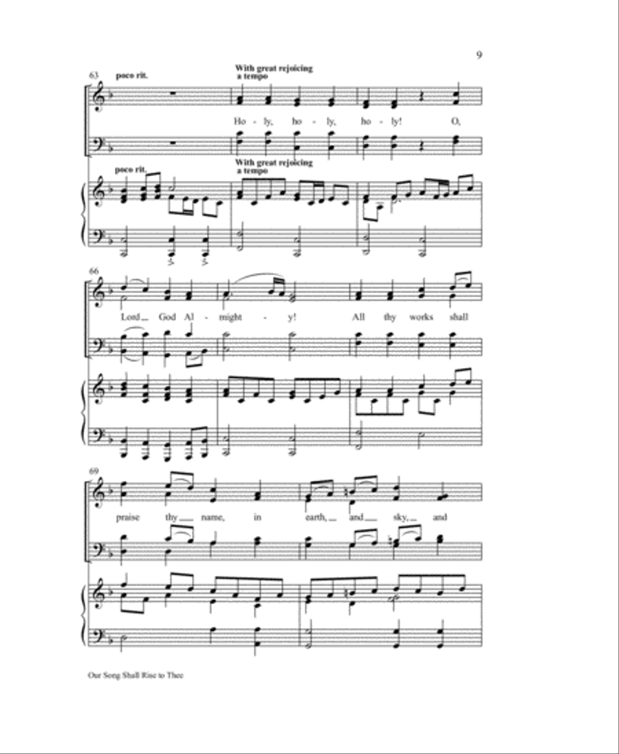 Our Song Shall Rise to Thee 4-Part scores gallery preview page 9