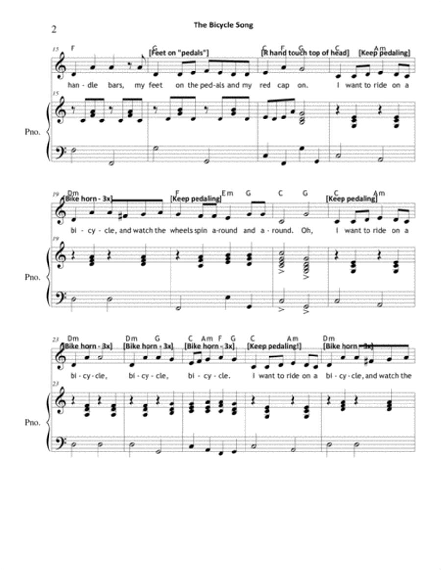 The Bicycle Song Unison Choir scores gallery preview page 2